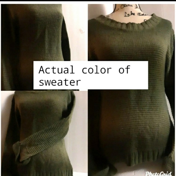 Women's Army Green Tie dye Look Kint sz Large Relativity sweater - Picture 6 of 9